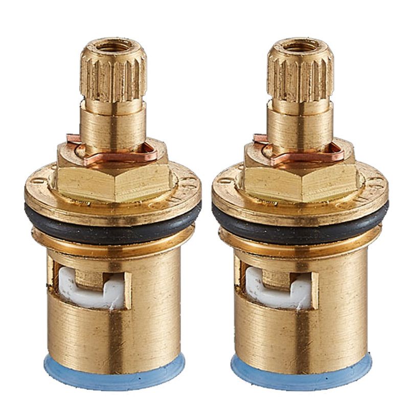 Faucet Ceramic Cartridge Valve, G1/2" Brass Tap Ceramic Disc Cartridges Replacement for Hot Cold Water-2pcs