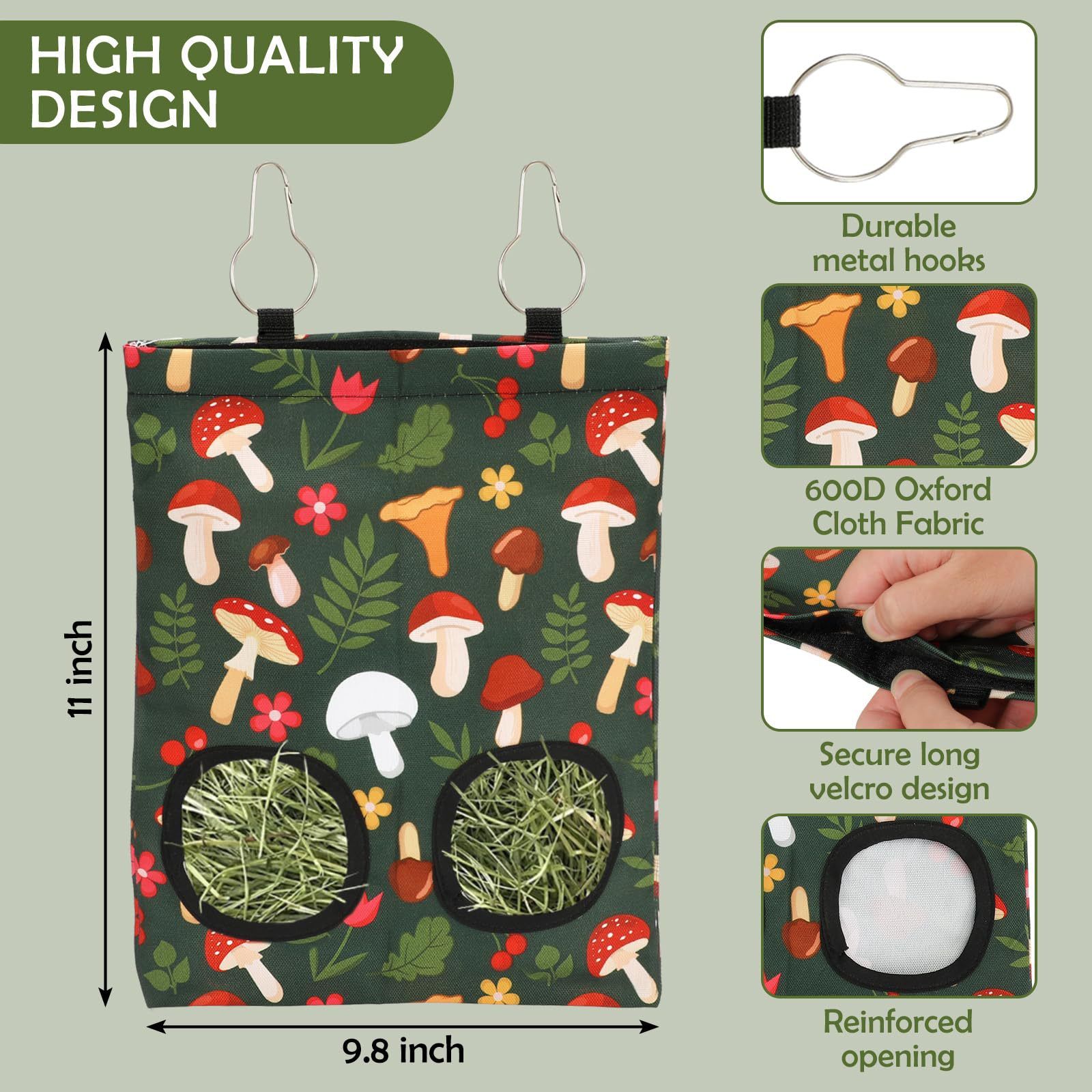 2Pcs Rabbit Hay Feeder Bag with 2 Holes Guinea Pig Hay Feeder, Hanging Rabbit Hay Feeder Bag for Guinea Pigs Bunnies Chinchillas โ image 5
