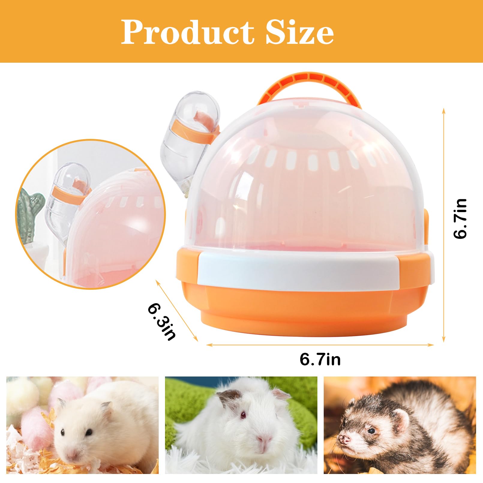 Hamster Cage - Rodent Transport Box - Hamster Cage - Travel Basket - Transport Box - Mouse Cage - Dwarf Hamster - With Drinking Bottle - Gerbil - Guinea Pig — image 2