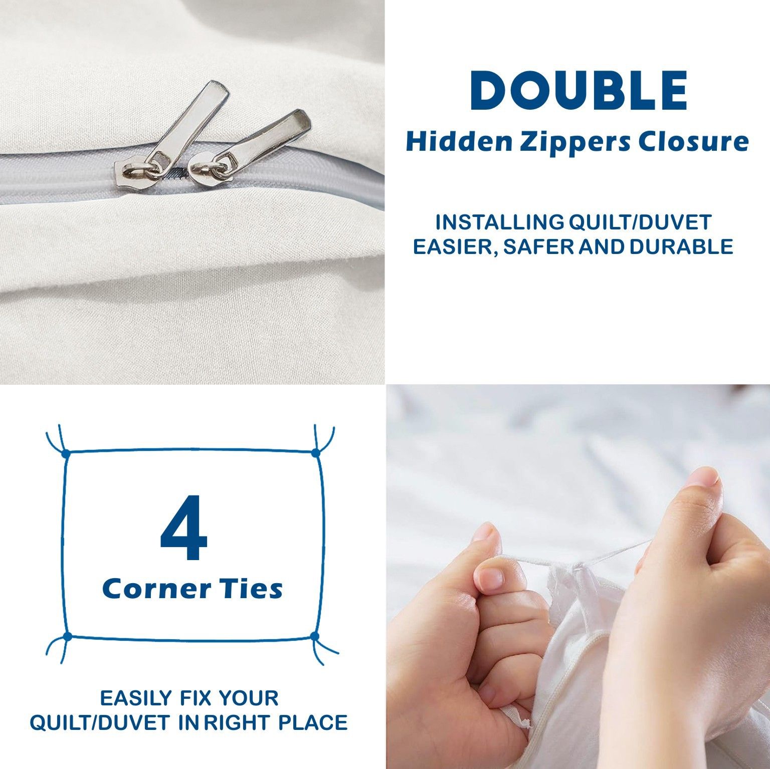 3 Piece Hotel Soft Microfiber Quilt Cover Set-2000TC Duvet/Donna Cover Set & Pillowcases -1 Quilt Cover Zipper Closure & 1 x Pillowcases-Breathable Bedding — image 3