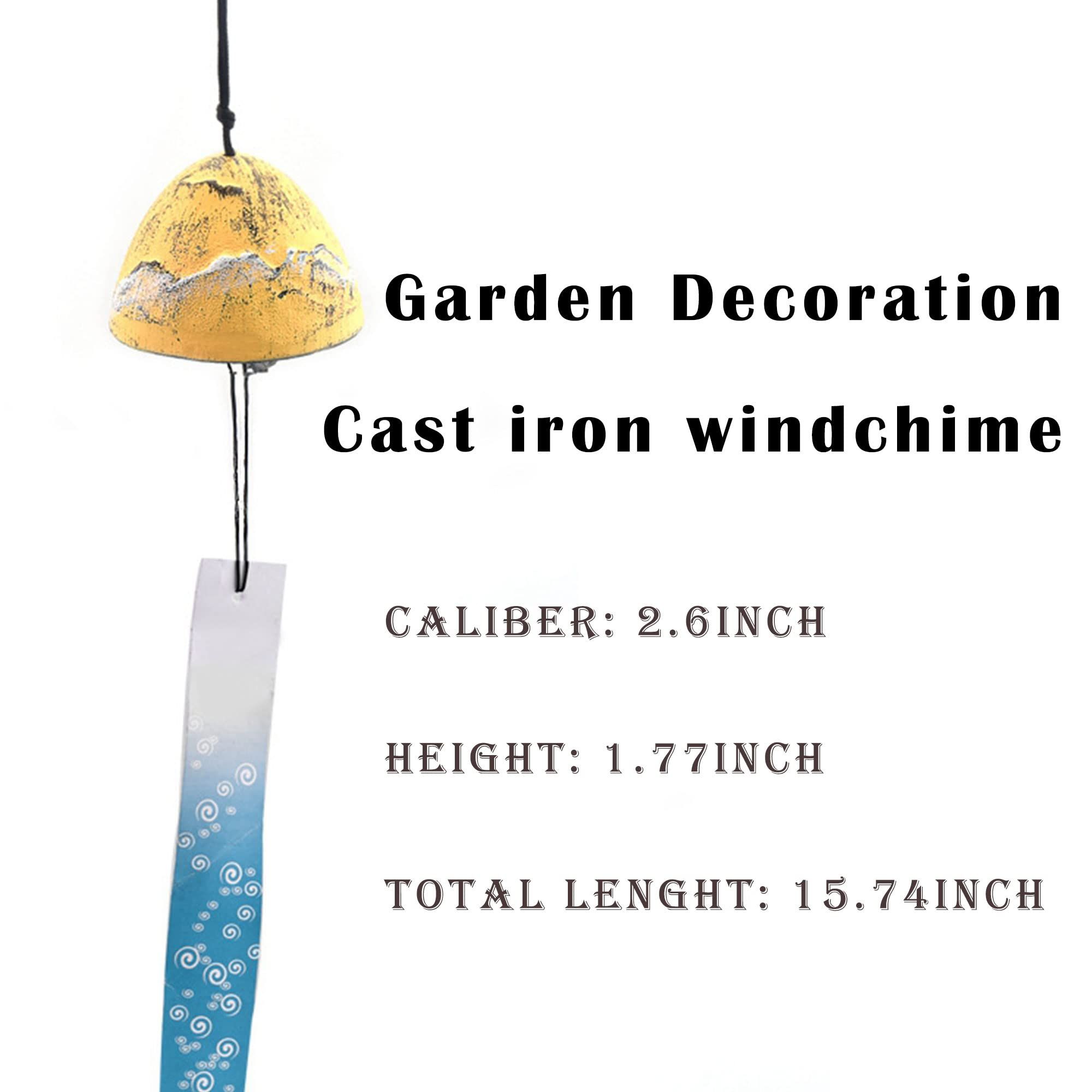 Windchimes Set of 3, Cast Iron Japanese Mount Fuji Wind Chime, Garden Decoration Wind Bell for Outside Patio Hanging Decor — image 3