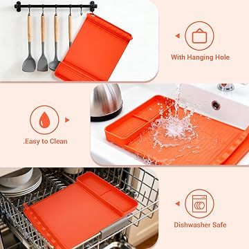 2 Pack Silicone Grill Tool Mat ,16 × 11.5 Inch Heat Resistant Non‑Slip BBQ Utensil Mat, Outdoor Cooking Camping Tailgating Accessories, Practical Father's Day — image 4