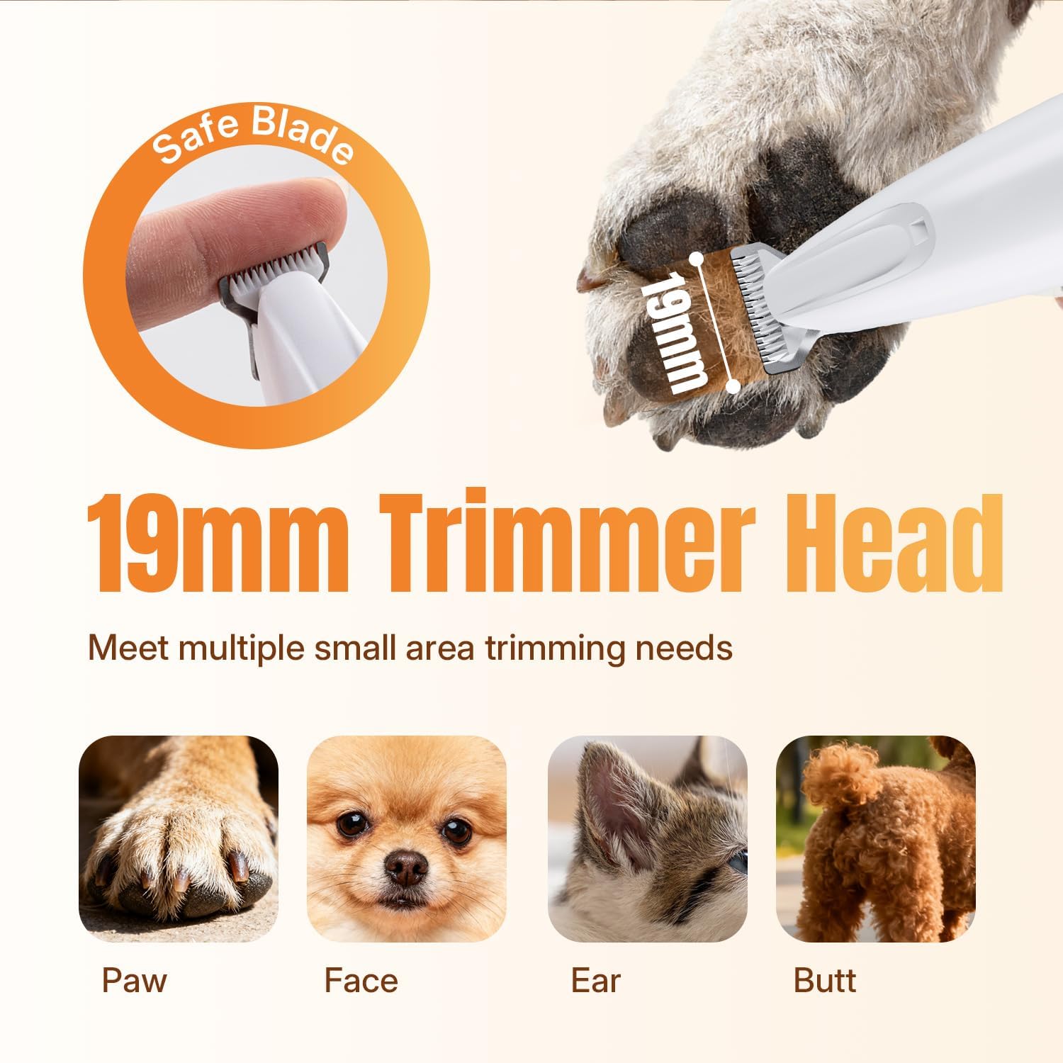 Petluno 2-in-1 Pet Grooming Trimmer with LED Light, Rechargeable Dog/Cat Hair Clipper, Grooming Tool, Electric Nail Grinder for Cats and Dogs, Pet Clipper — image 3