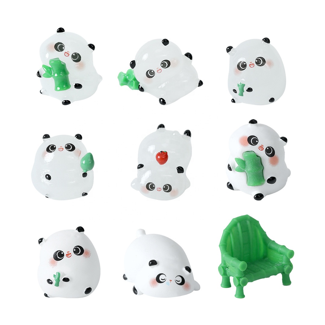 5-PCS Transparent pounce Cute Glow in the Dark Panda Figurines Resin Miniature Ornaments for DIY Fairy Gardens and Micro Landscapes — image 4