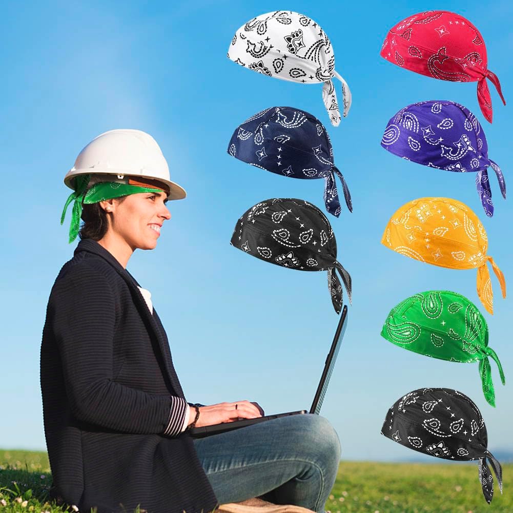 8Pcs Do Rag Skull Cap Bandana Hat Doo Rags Beanie Cooling Sweat Wicking Head Wraps Cycling Helmet Liner โ image 4