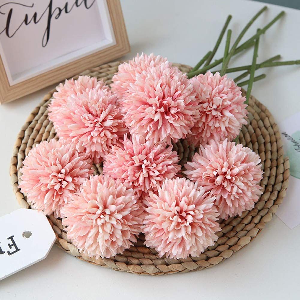Artificial Flowers Chrysanthemum Ball Flowers Bouquet 12 pcs Present for Important People Glorious for Home (Fuchsia) — image 4