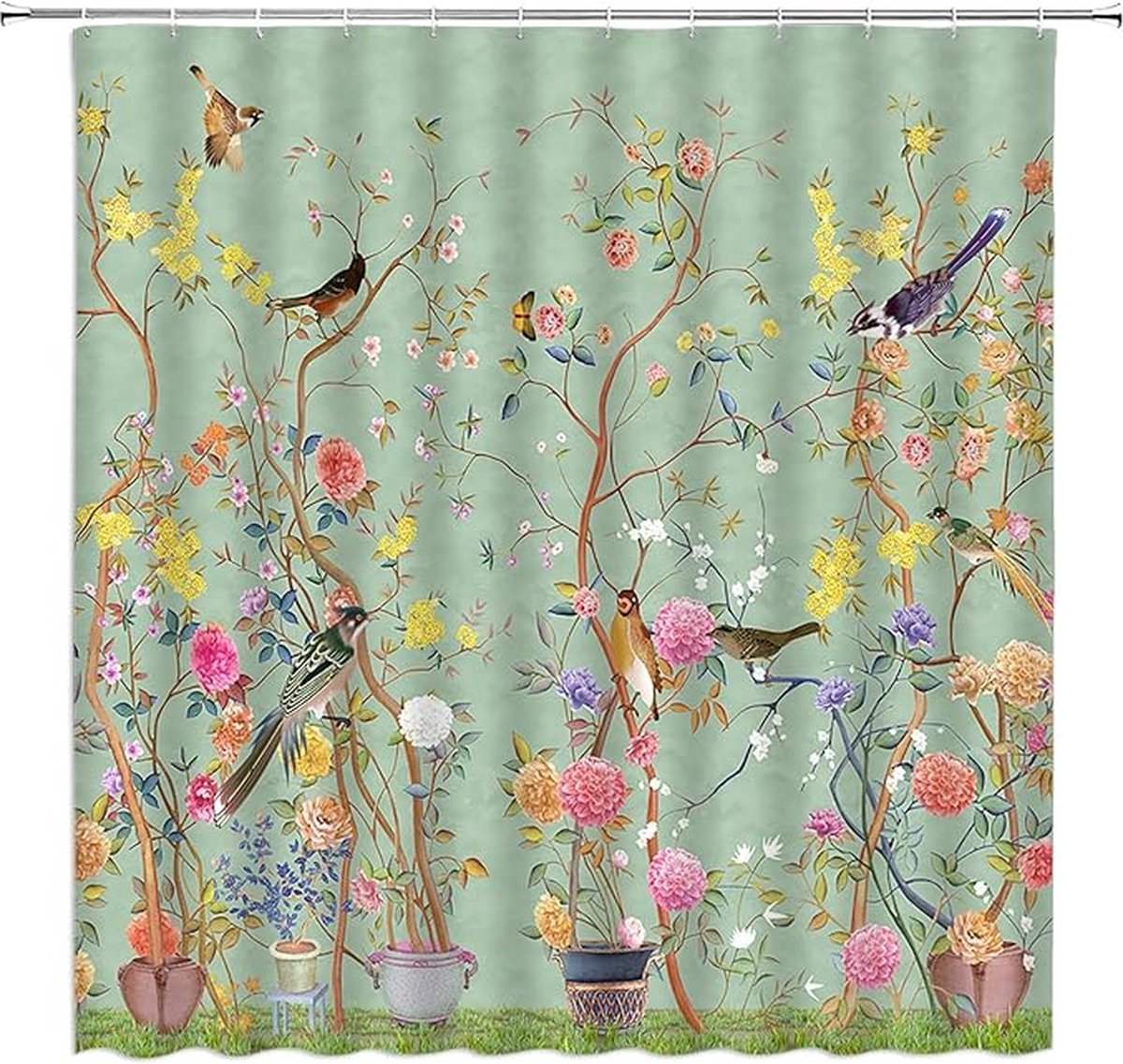 Shower curtain - Waterproof - bath curtain - bathroom curtain - Printed shower curtain - Polyester - 150*180cm - green โ image 5