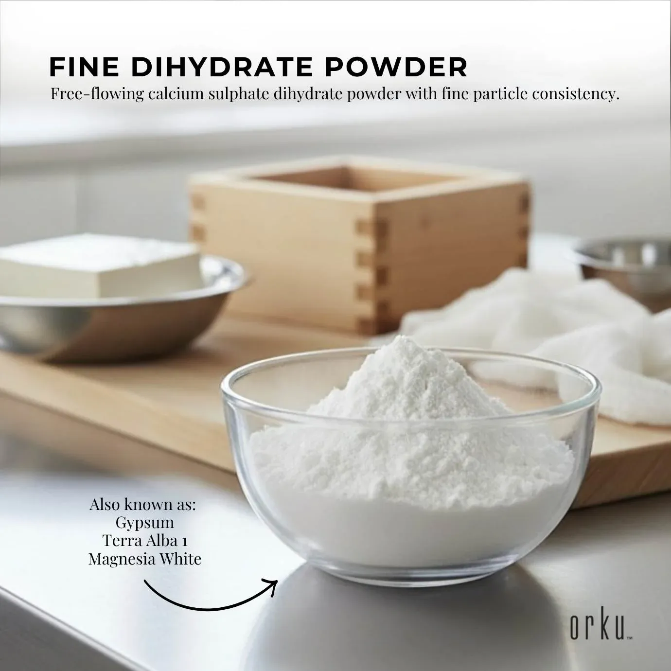 Orku 1Kg Fine Calcium Sulphate Gypsum Powder - Dihydrate Food Grade FCC E516 — image 3