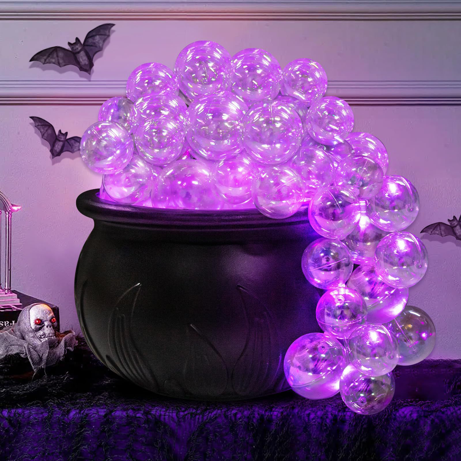 1 pc purple bubble, Witch Jar candy jar, Witch bucket black plastic, retro party table decoration — image 4