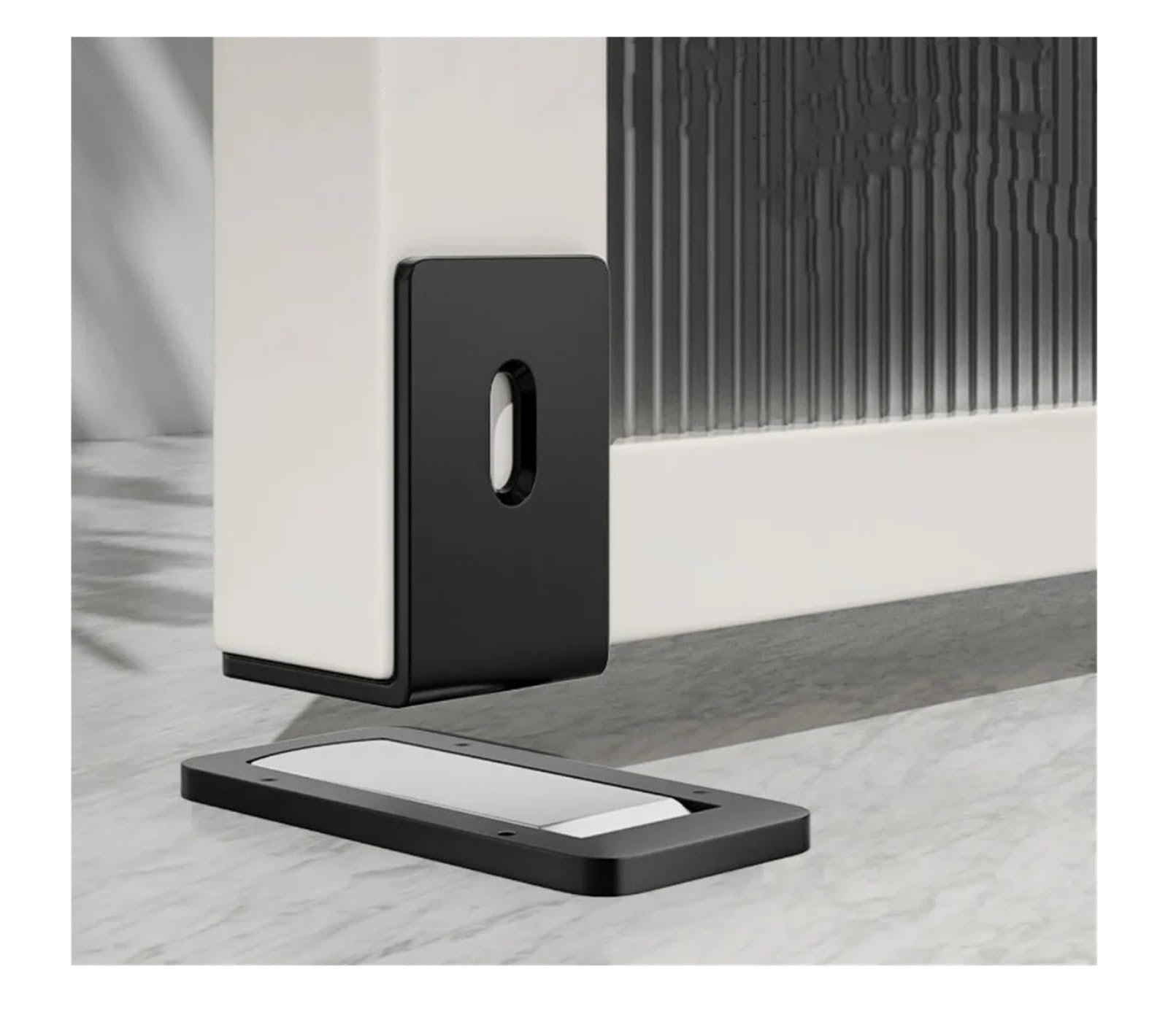 Ultra-Thin Magnetic Door Stopper – Self-Adhesive, Anti-Collision, Windproof, One-Push Locking, Discreet Design for Glass Doors (Black) — image 2