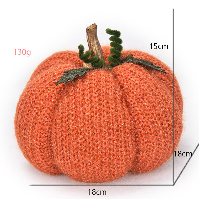 Handmade Knitted Fabric Pumpkin Ornament, Fall Harvest Decorative Pumpkin, Stuffed Polyester Artificial Pumpkin for Thanksgiving Halloween Autumn Home Table — image 2