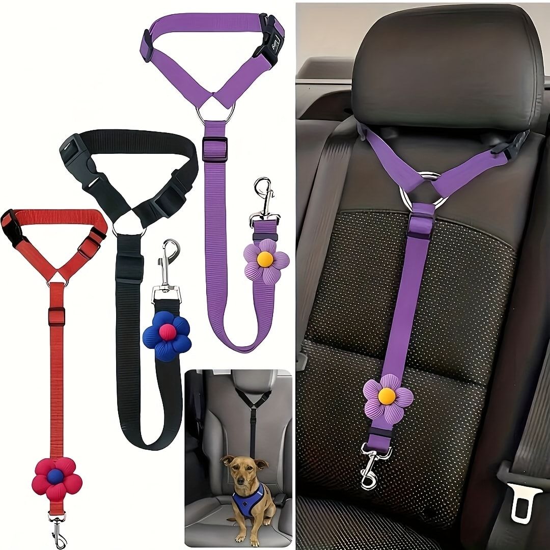 Dog Seat Belt for Car, Pet Car Safety Restraint with Adjustable Straps and Zinc Alloy Hook, Perfect for Securing Your Dog in Vehicle, Ideal Car Safety Strap — image 2