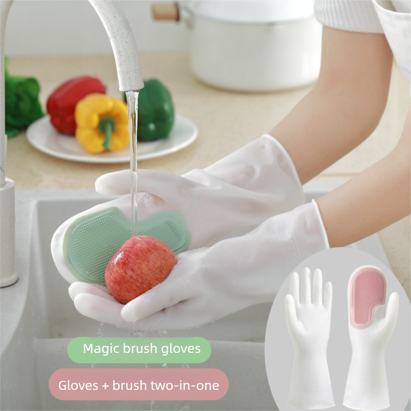 3 Pairs of Pink Brush Gloves Integrated Brush Glove – Multifunctional Cleaning Glove for Kitchen, Dishwashing & Household Tasks — image 2