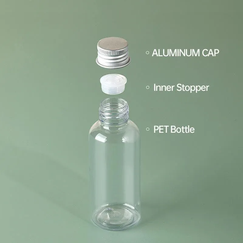 20pcs Brown Transparent Cosmetic Bottles with Aluminum Lids for Packaging - Brown-300ml โ image 5