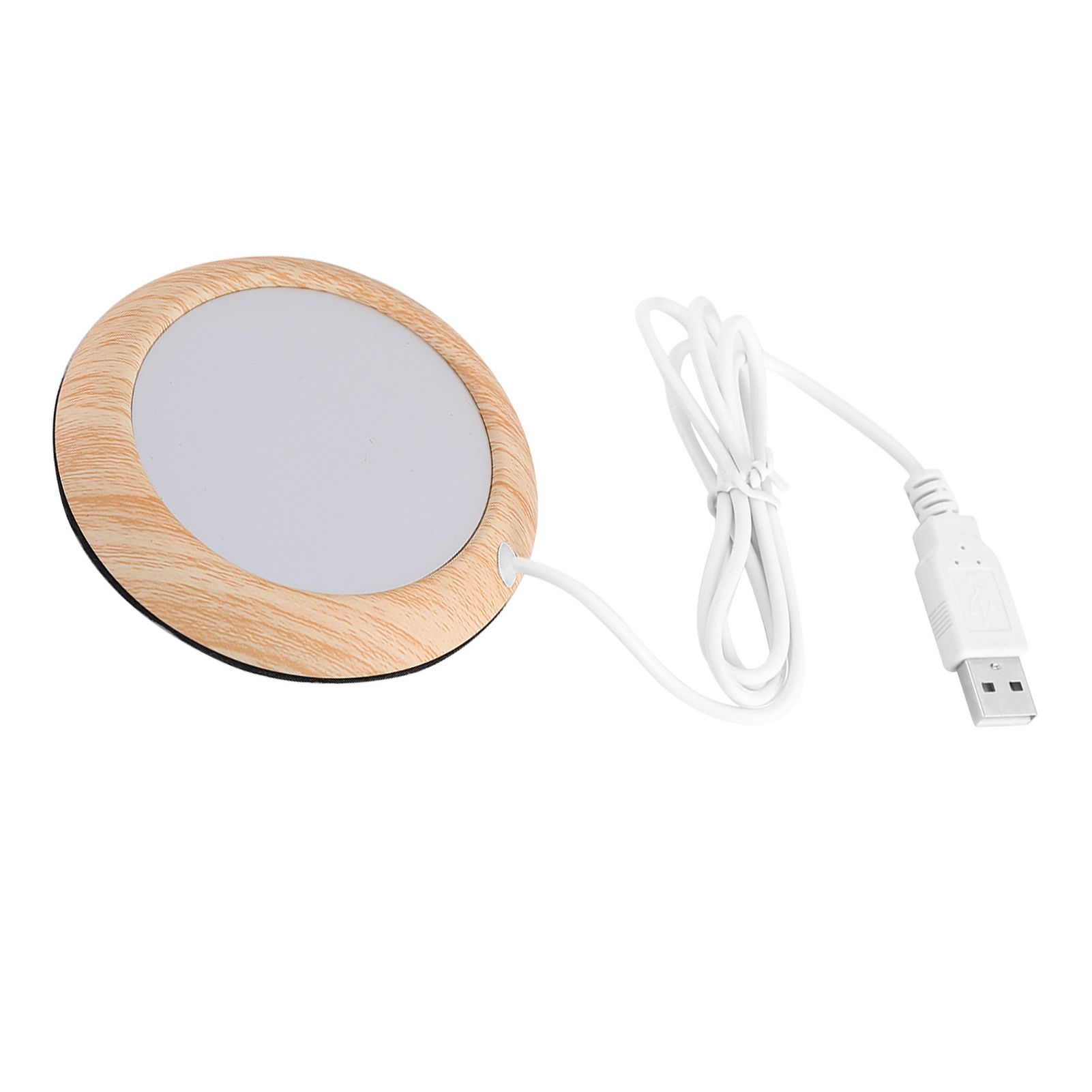 USB Wood Grain Cup Warmer Heat Beverage Mug Mat Coffee Heater Pad Bright Wood Grain — image 4