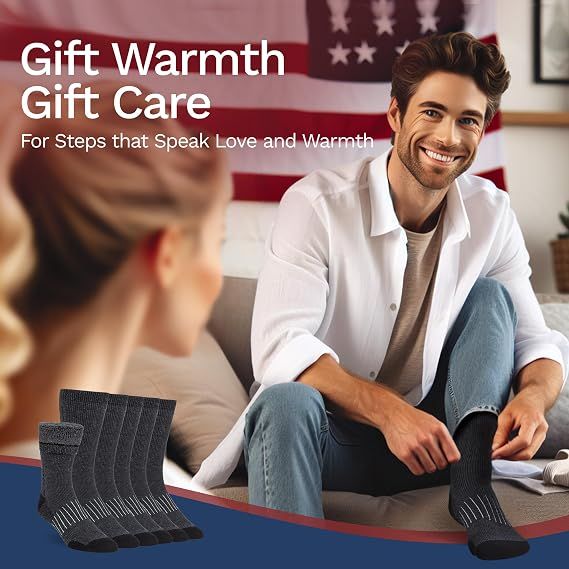 3 Pack Wool Socks for Men & Women Casual Warm Winter Cozy Thermal Socks M — image 4