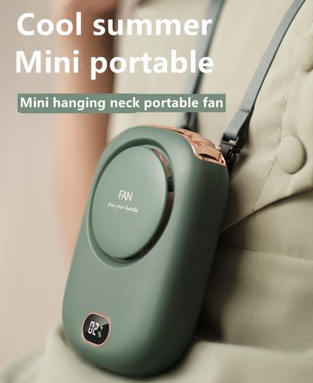 White Portable Bladeless Neck Fan with Waist Clip & Digital Display USB Rechargeable Mini Fan โ image 2