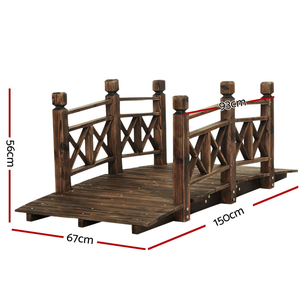 Gardeon Garden Decor Outdoor Ornament Wooden Bridge 150cm β image 2