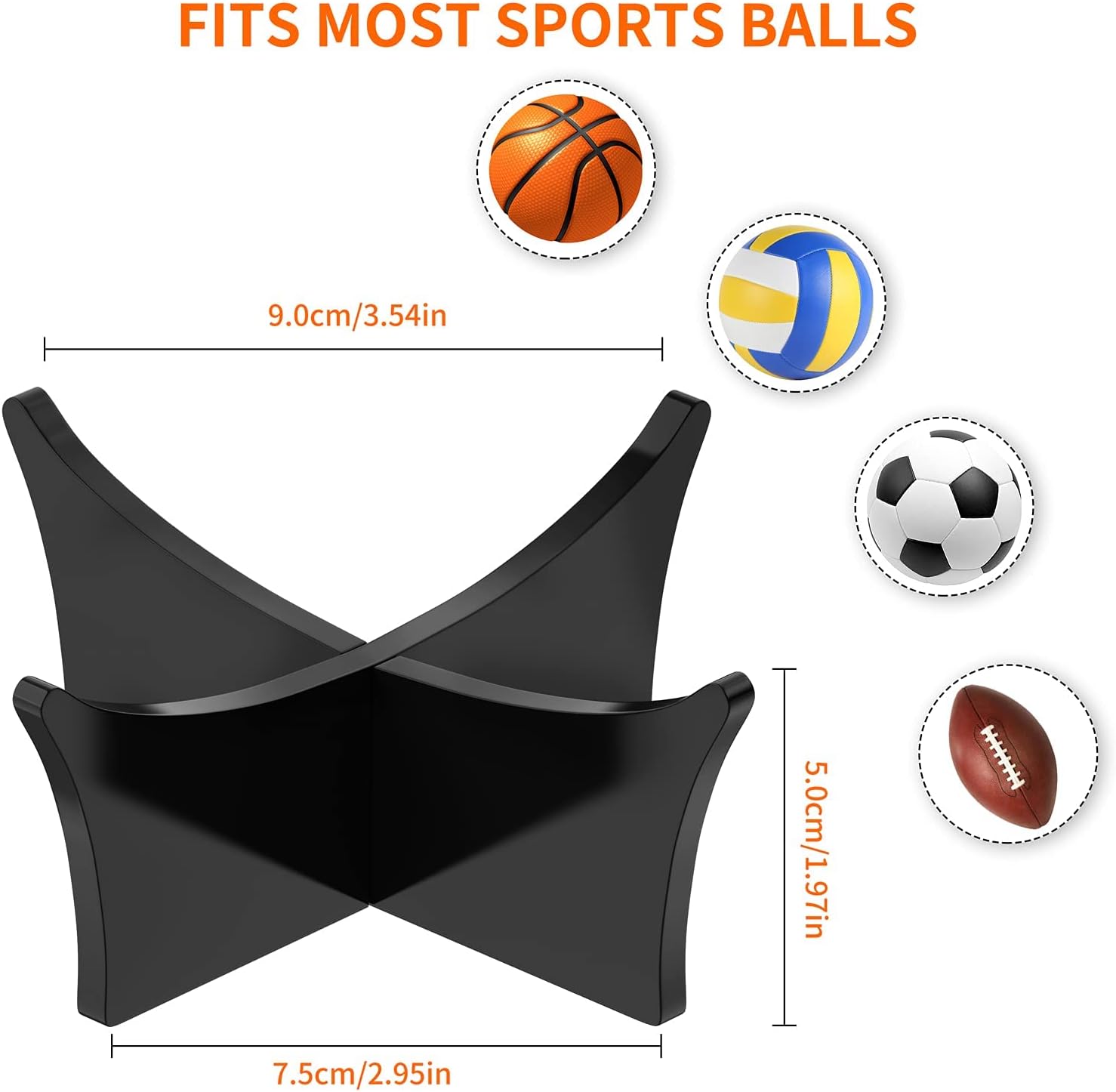 Acrylic Ball Stand Holder - Display Stand for Football, Basketball, Soccer, Volleyball, Rugby & More - Trophy & Memorabilia Showcase — image 3