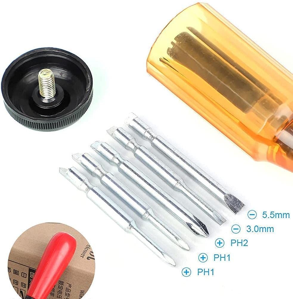 Push-Pull Ratchet Screwdriver, Semi-automatic Adjustment Spiral Ratchet Screwdriver with 5 Replaceable Heads - Easy Disassembly — image 3