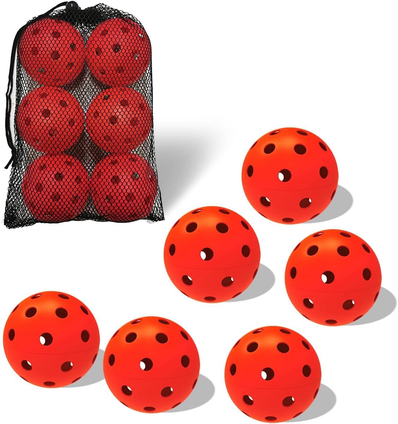 6 Pack Sports Outdoor Pickleballs 40 Holes with Bag - Green — image 4