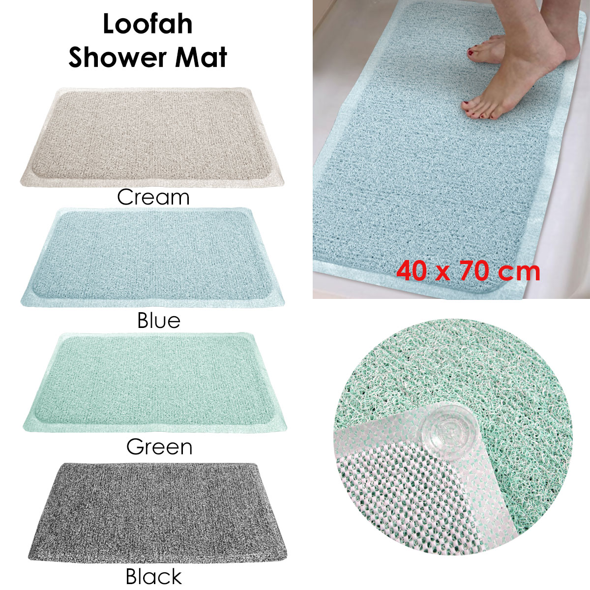 Loofah Shower Mat Green โ image 2