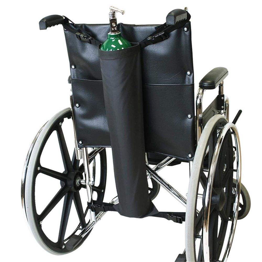 Oxygen Cylinder Bag for Wheelchairs with Buckles, Fits Any Wheelchair, Black (Fits Most Oxygen cylinders) β image 2