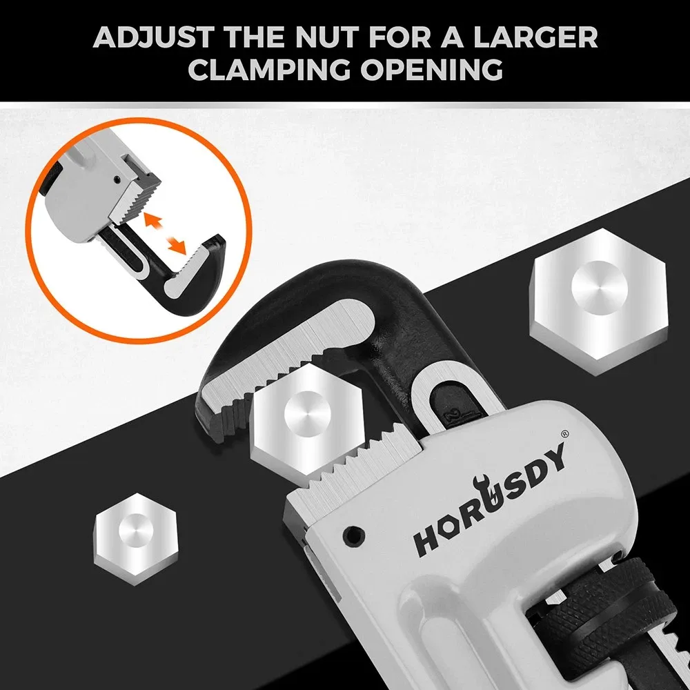 HORUSDY 3PCS Aluminum Straight Pipe Wrench Set 10" 14" 18" with Alloy Steel Jaws โ image 4
