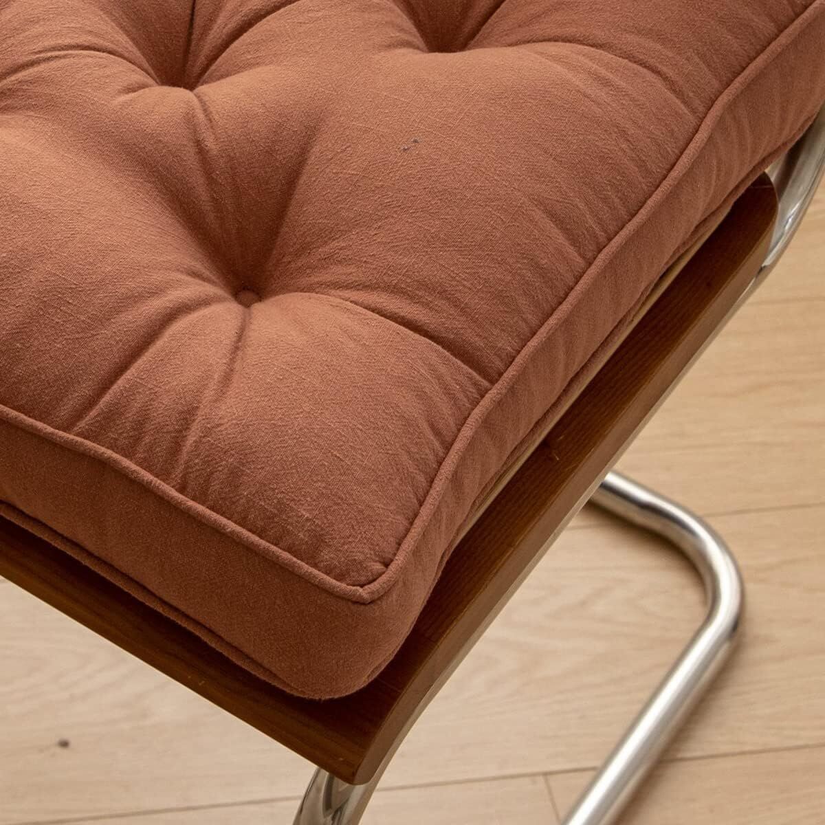 43 × 6cm Linen Cotton Thick Seat Cushion: Plush, Solid-Colour, for Office & Home Chairs, Aussie Comfort Essential(Amber Brown) — image 3