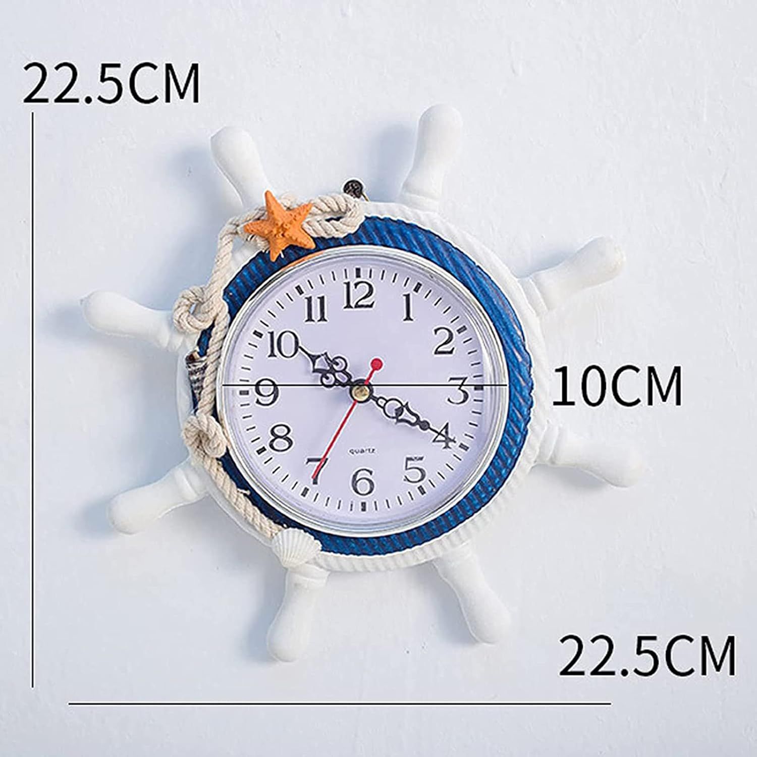 Mediterranean Style Wooden Ship Steering Wheel Outdoor Garden Wall Clock,4 in Home Decoration Wall Clock Large Outdoor Decoration — image 2