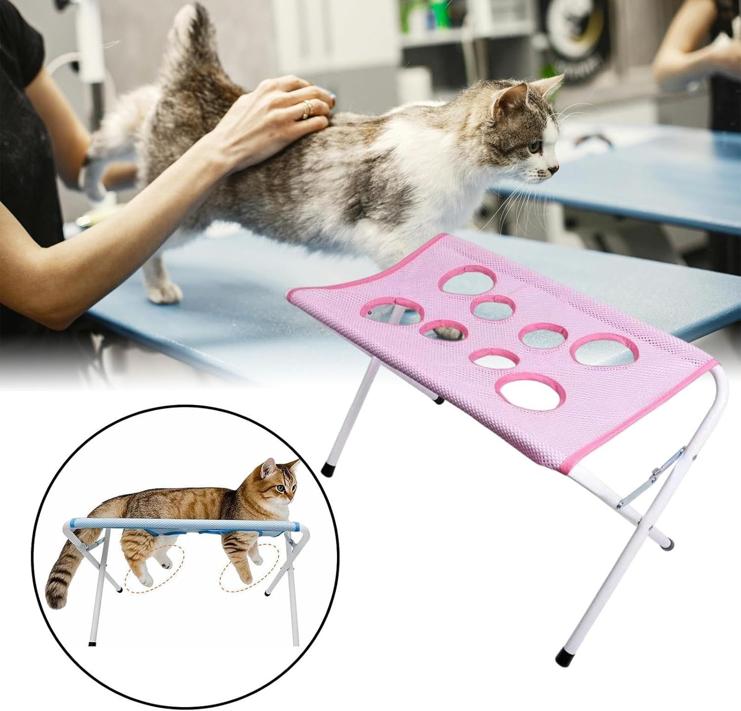 Foldable Pet Grooming Hammock with Leg Holes, Anti-Scratch Mesh Bathing Station for Cats and Small to Medium Dogs, Portable Nail Trimming and Washing Aid β image 4