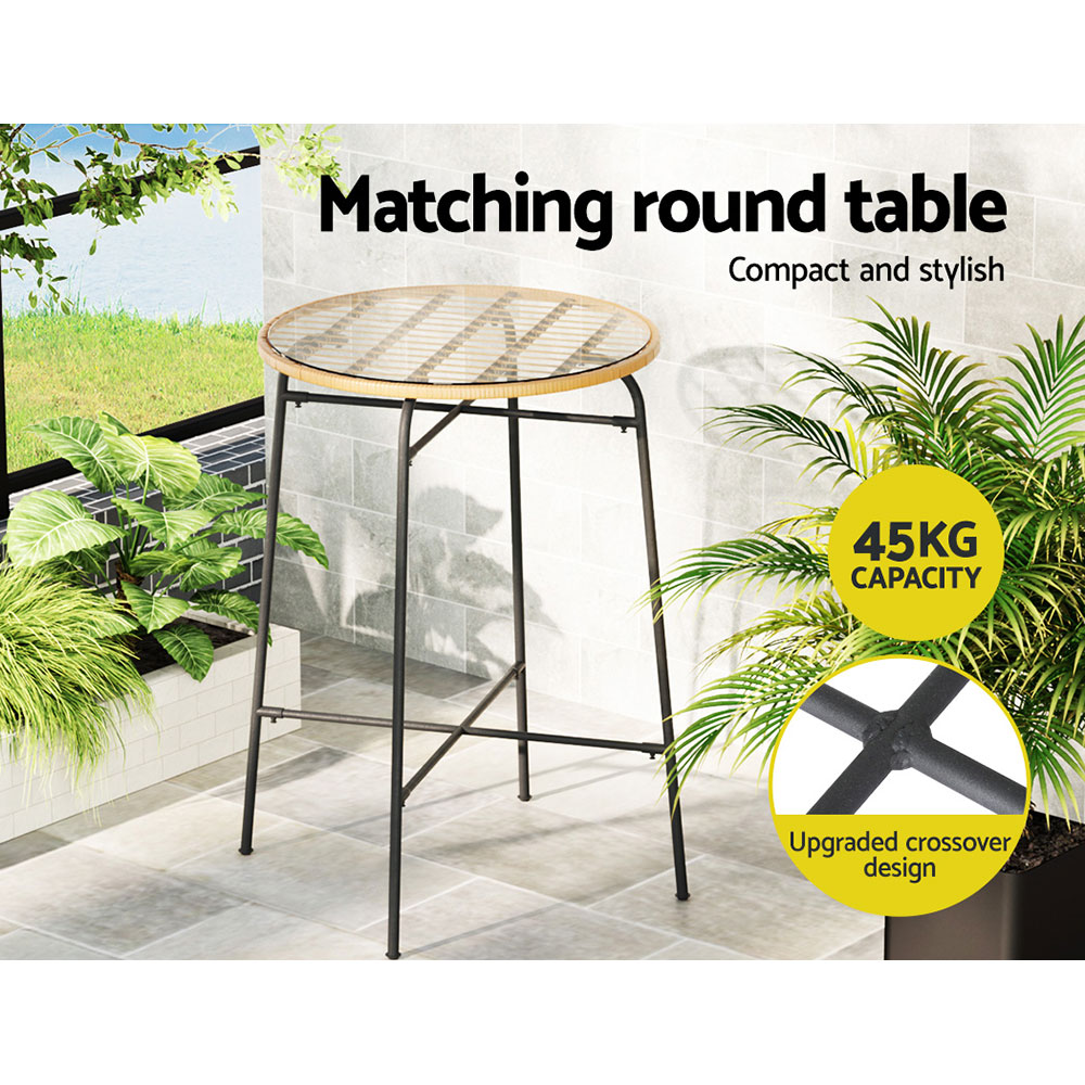 Gardeon 3-Piece Outdoor Bar Set Wicker Table Chairs Patio Bistro โ image 6