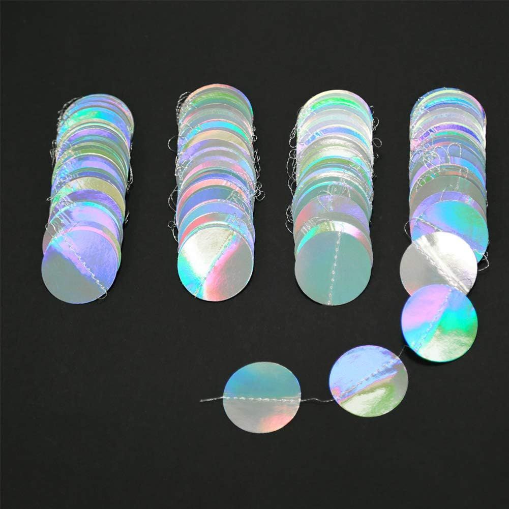 4-Pack Iridescent Circle Garlands, Holographic Party Decorations for Birthday, Wedding, Disco Theme, Graduation, New Year's Eve, Bachelorette Party Supplies — image 4