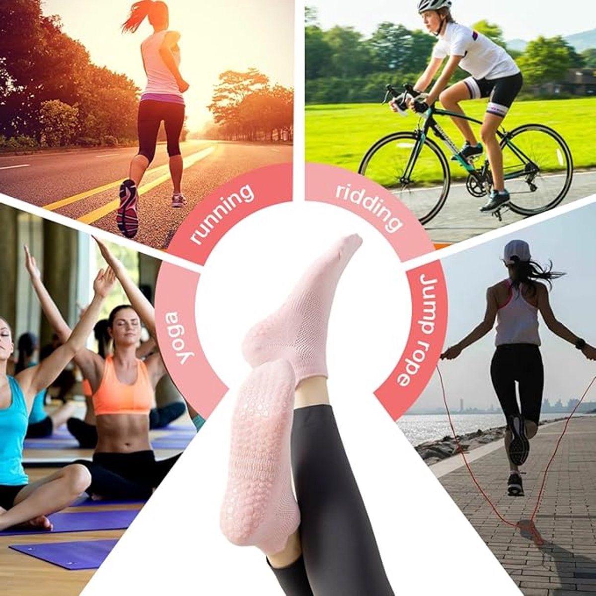 Anti-slip socks - women's socks 6 Pairs - Pilates sports socks - Yoga ankle socks - to prevent falls - Yoga sports socks - One size - for martial — image 2