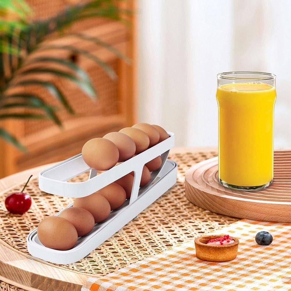 Egg Dispenser, Space-Saving Rolling Eggs Dispenser and Organizer for Refrigerator Storage plastic that’s durable and easy to clean — image 2