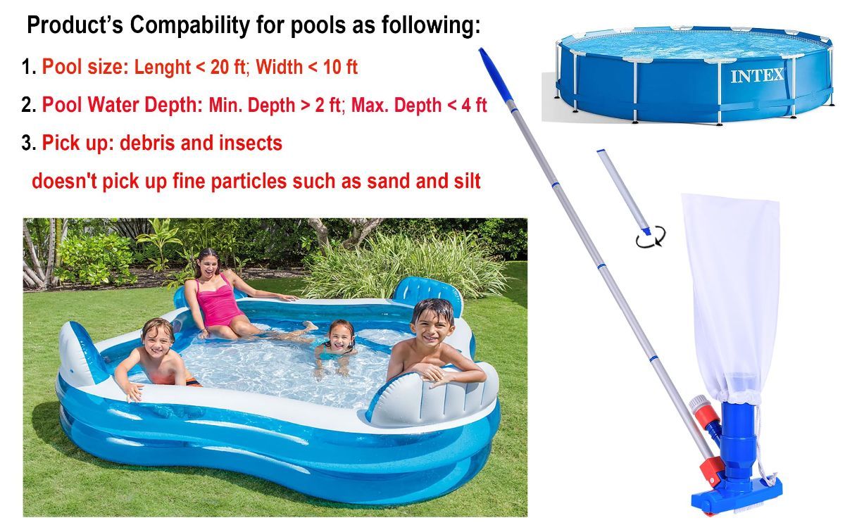 Jet Vacuum W/ 6 Section Poles of 57" for Frame Aboveground/Inflatable Pool Spa, No Electric Power Needed — image 2