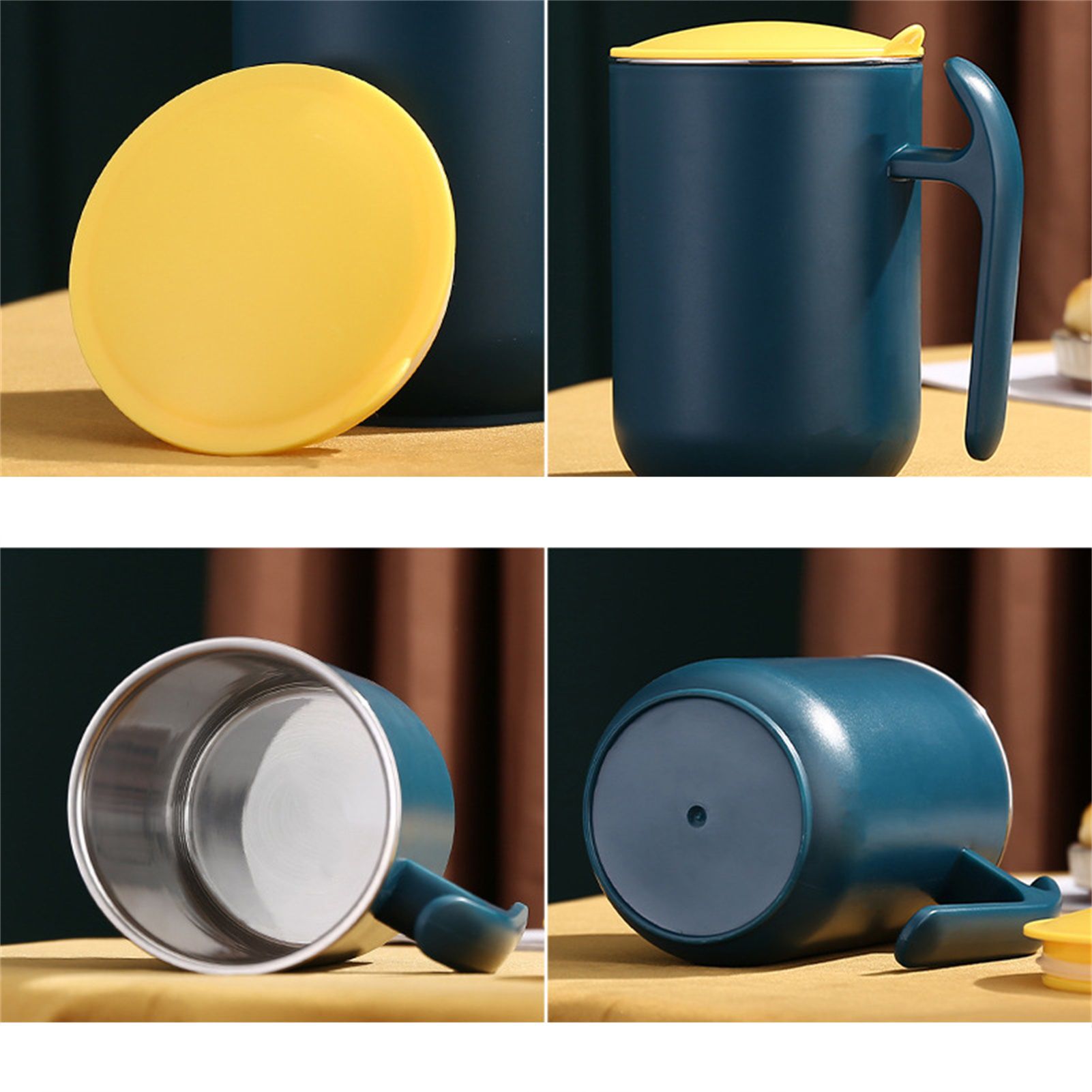 550ml Stainless Steel Double Walled Mugs Leakproof Prevent Scalding Frosted Insulated Coffee Mugs for Home Cafe Office Dark Green 550ml — image 3