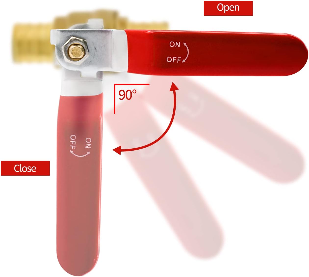10pcs PEX Ball Valves, 3/4" PEX Brass Full Port Shut Off Ball Valve, Full Port Shut-off Ball Valve, Quarter Turn HOT (RED) COLD (BLUE) of Water Stop Shut off — image 3