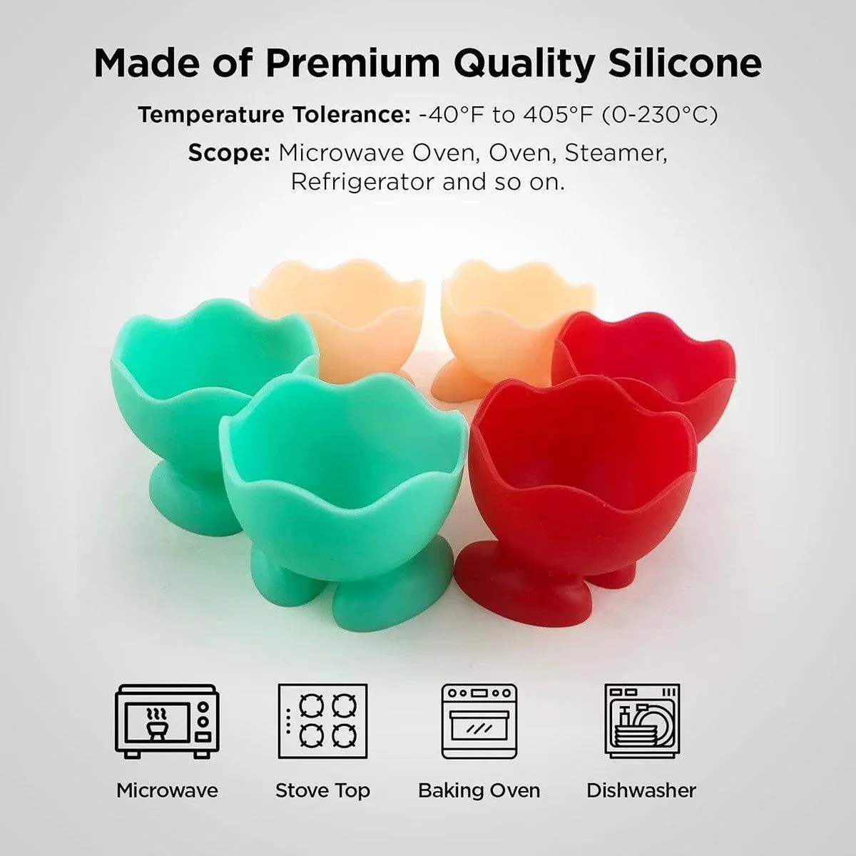7PCS Breakfast Serving Cups Holders Set Boiled Egg Kitchen Silicone Egg Cup โ image 5