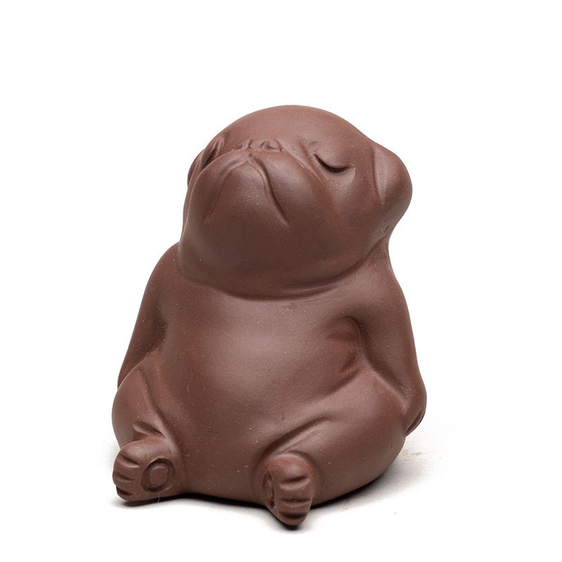 Handcrafted Purple Clay Chinese Kung Fu Tea Accessories Pet Small Lazy Dog, Zisha Tea Pet Meditative Dog Ornaments, Lazy Sleepy Puppy Sculpture Crafts for
