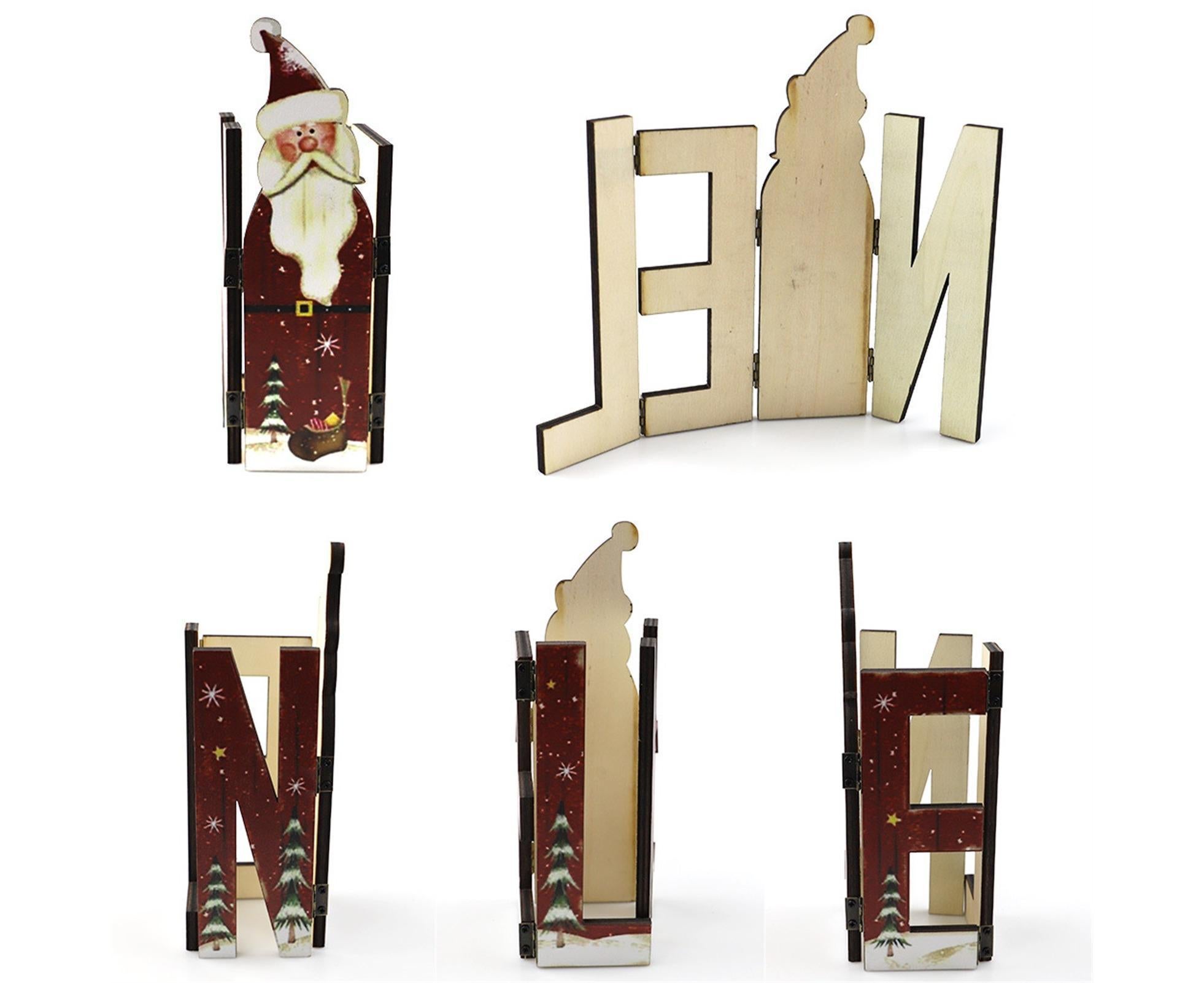 Foldable Eye-catching Christmas Ornament Wood Creative Cute Xmas Ornament for Decoration-Red — image 6