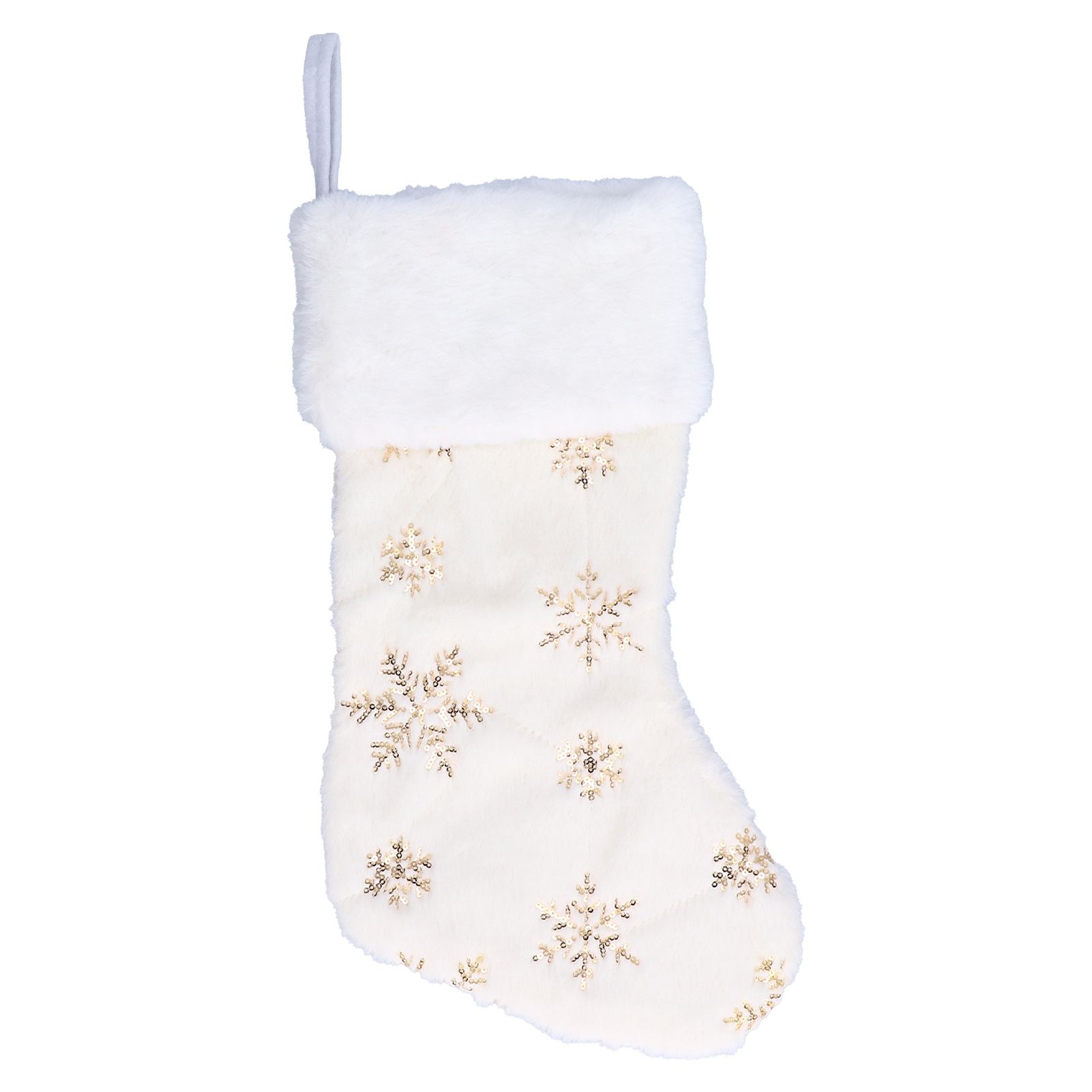 Polyester Christmas Stocking Pendant with Embroidery Snowflake Pattern Xmas Tree Decoration OrnamentGold