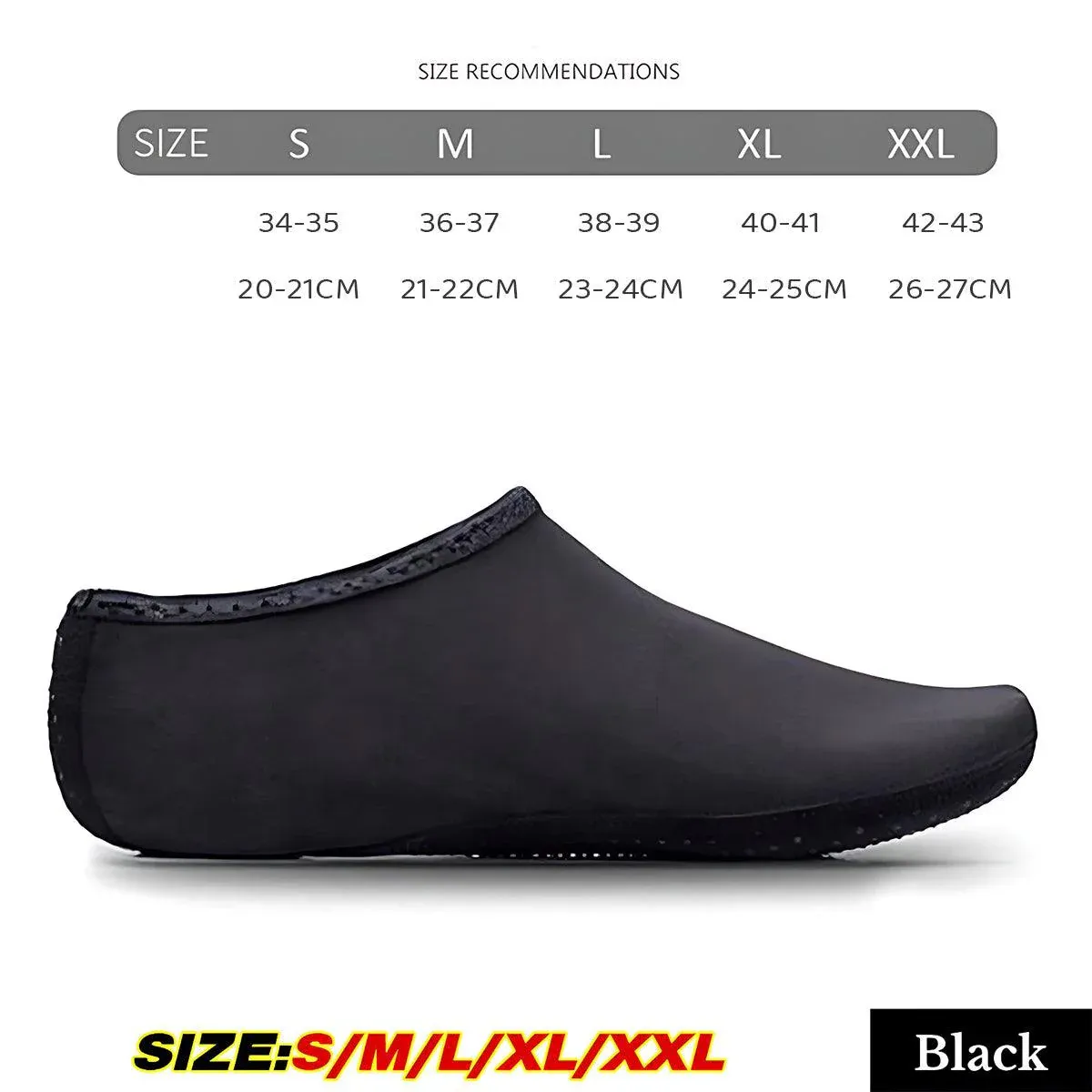 Unisex Water Shoes Slip On Aqua Socks Swim Surf Diving Yoga Exercise Reef Shoes - Black-M โ image 4