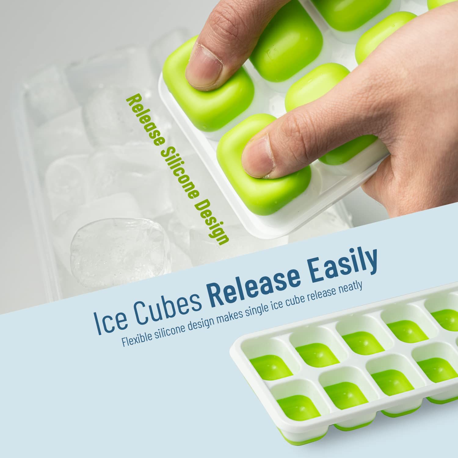 Ice Cube Trays with Lid and Bin Trays for Freezer 4 in1 Multi-function set with Spill-Resistant Cover, BPA Free Durable — image 4