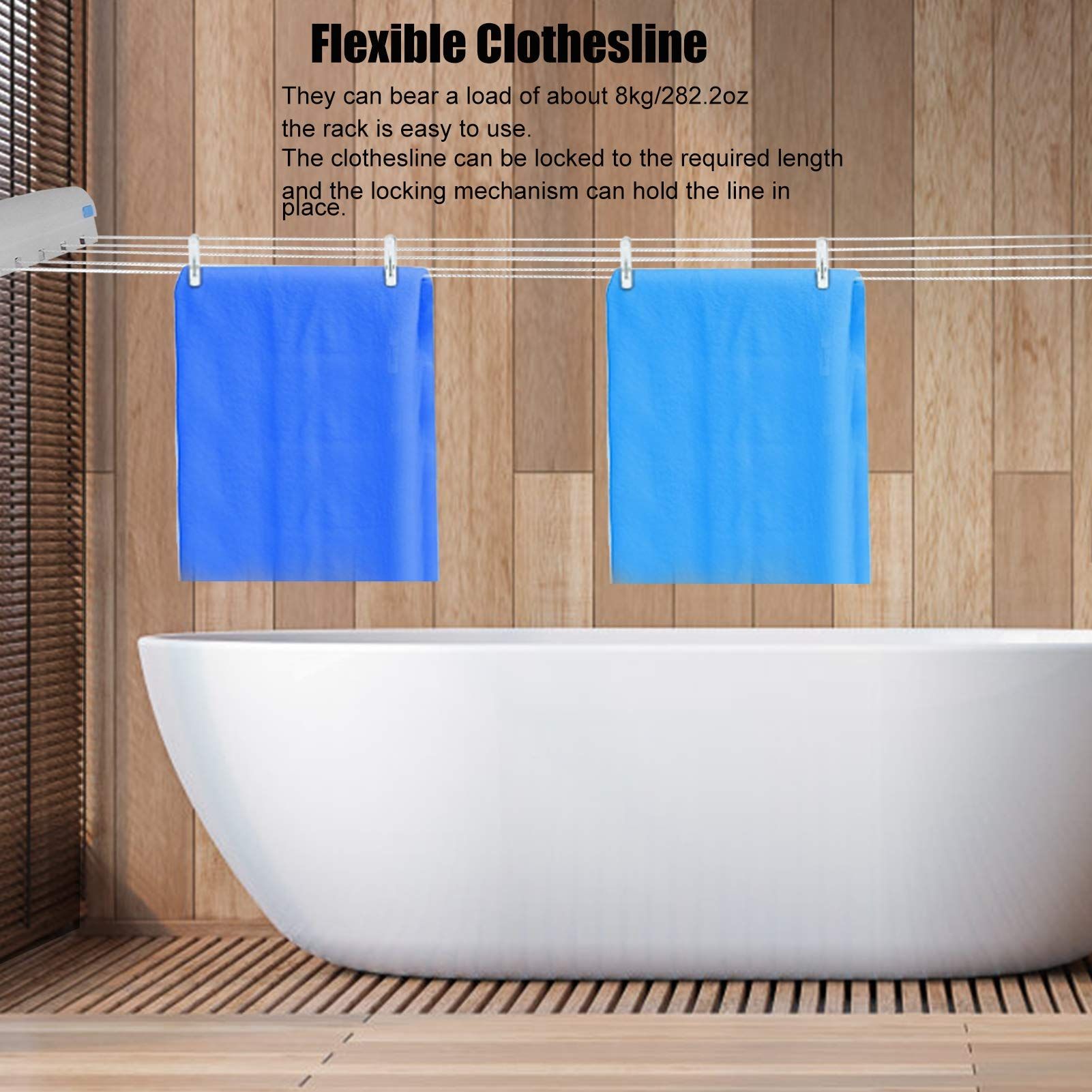 Retractable Clothesline Plastic Clothes Line Automatic Telescopic Drying Rack Wall Mounted Clothes Hanging Line — image 3