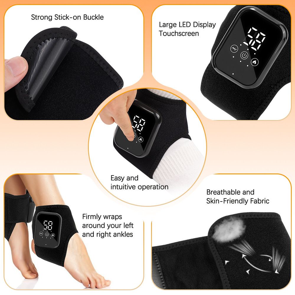 Cordless Foot and Ankle Massager with Heat, Ankle Heating Pad Wrap with Massage, Ankle Massager for Pain Relief, 3 Heat & Vibration Settings, Auto Shut-Off — image 4