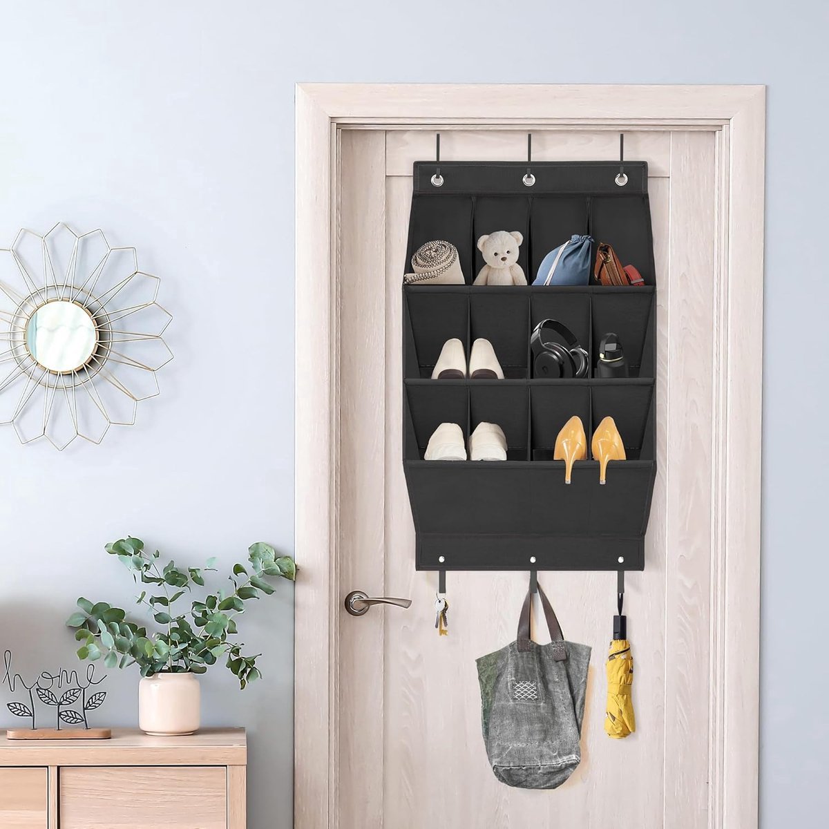 Hanging Shoe Bag - Shoe Organizer - With Hooks - Door Organizer - Over-the-Door Shoe Organizer - Solution for Scattered Stuff - Door Storage Bag โ image 4