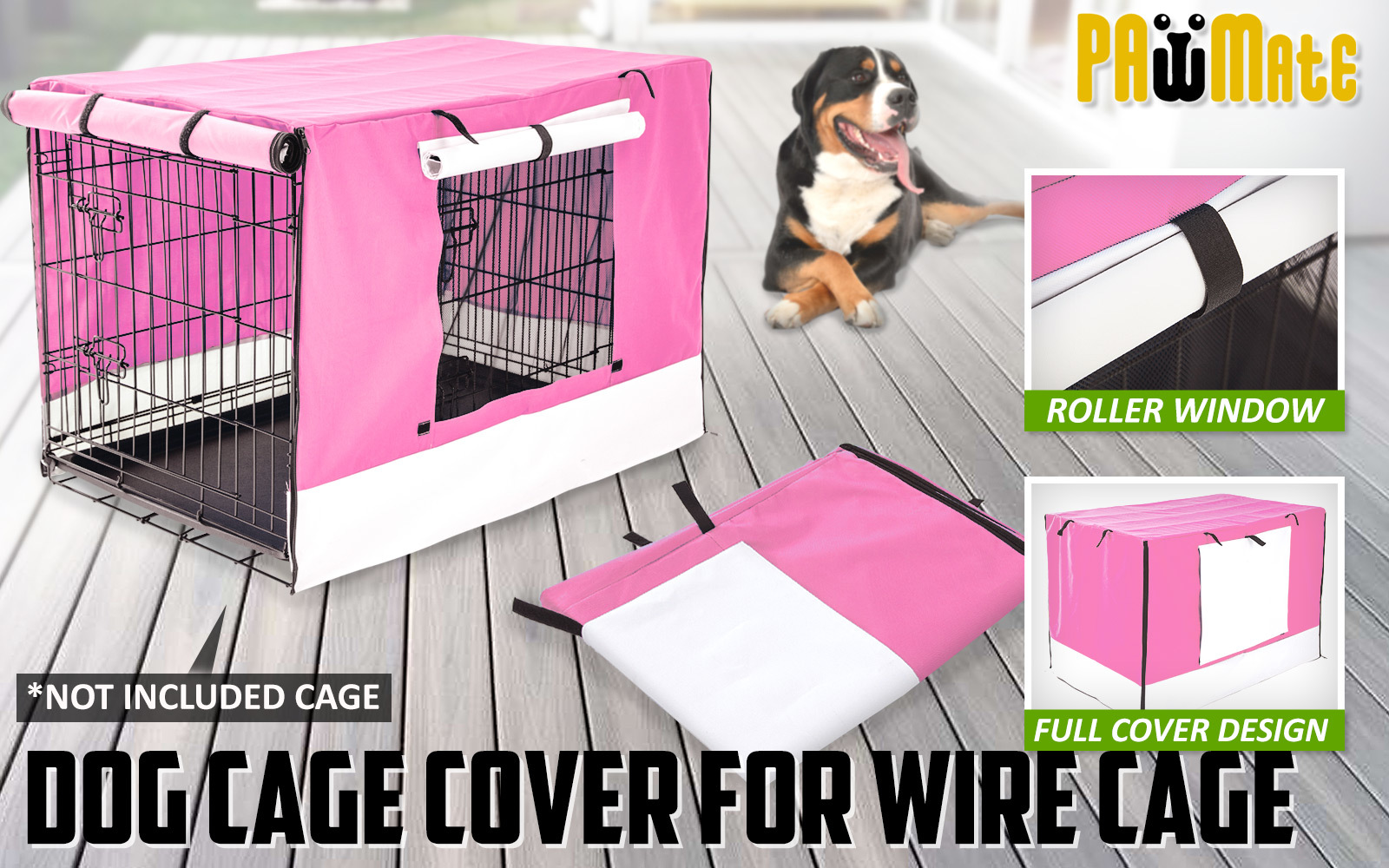 Cage Cover Enclosure for Wire Dog Cage Crate 42in PINK โ image 2