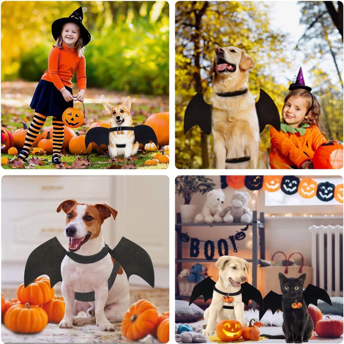 Dog Costume - Dog Halloween Costume With Pumpkin Bell - Clothing For Dogs - Cat Clothing - Funny Dog Suit - Halloween Bat Wings - Halloween Rug For Dog Or Cat — image 5