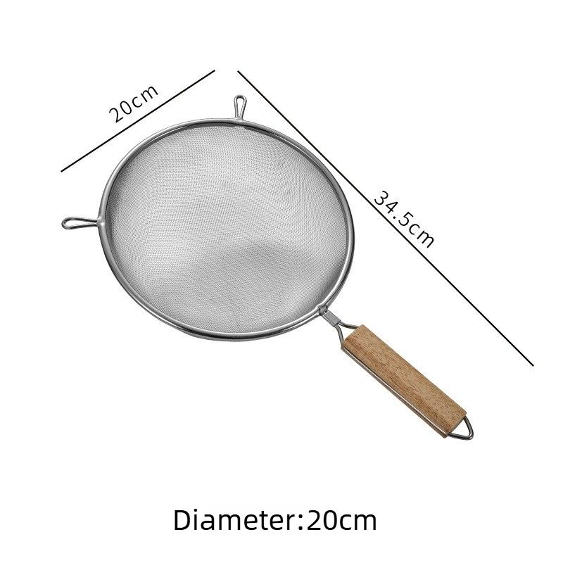 Large Stainless Steel Strainer Colander – Household Kitchen Sieve, 20cm Diameter